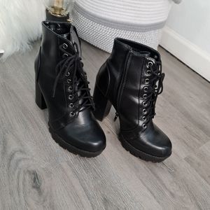 Black combat boots